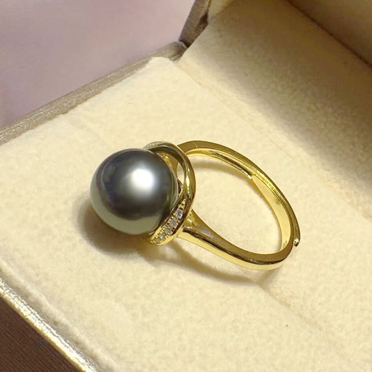 diy配件 s925纯银珍珠戒指空托 精致女款指环托 半成品配饰手饰品