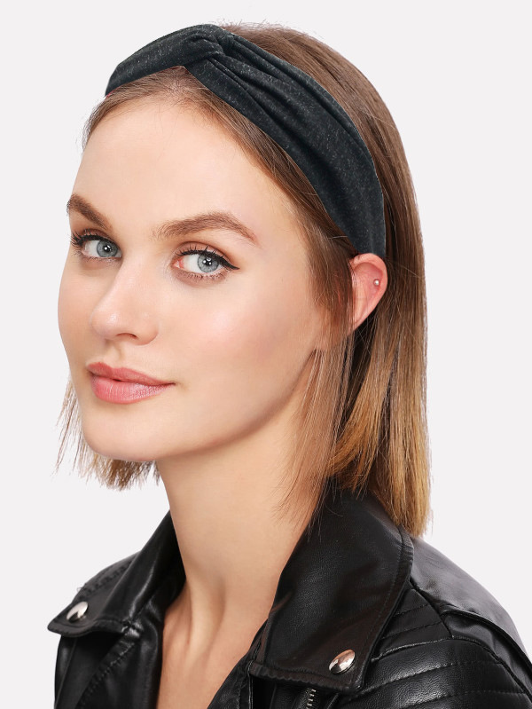 新款欧美宽边发饰女士交叉发带 运动瑜伽发带 弹力束头带纯色发箍