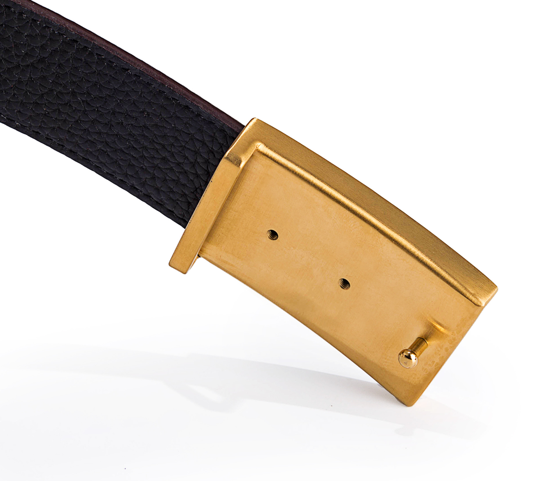 男士不锈钢扣头真皮腰带 原版荔枝纹双面进口头层牛皮平滑扣皮带