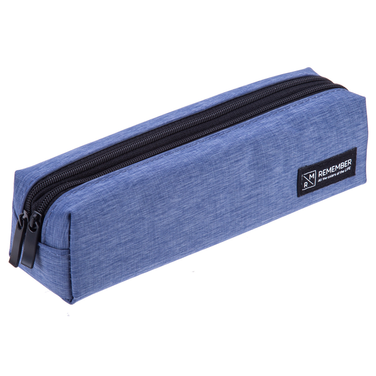 得力66716笔袋多功能儿童学生拉链文具袋纯色简约帆布铅笔袋多层