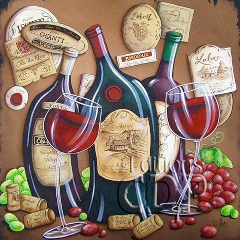 外贸货源厂家批发跨境钻石画新款 红酒葡萄 现代客厅卧室装饰画