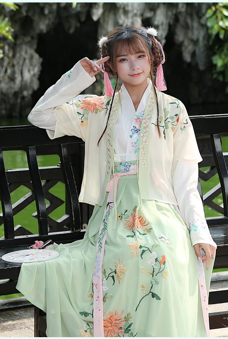 锦绣年华汉服对襟半臂浅交领套装(货号 rl81072) - 唐资商城