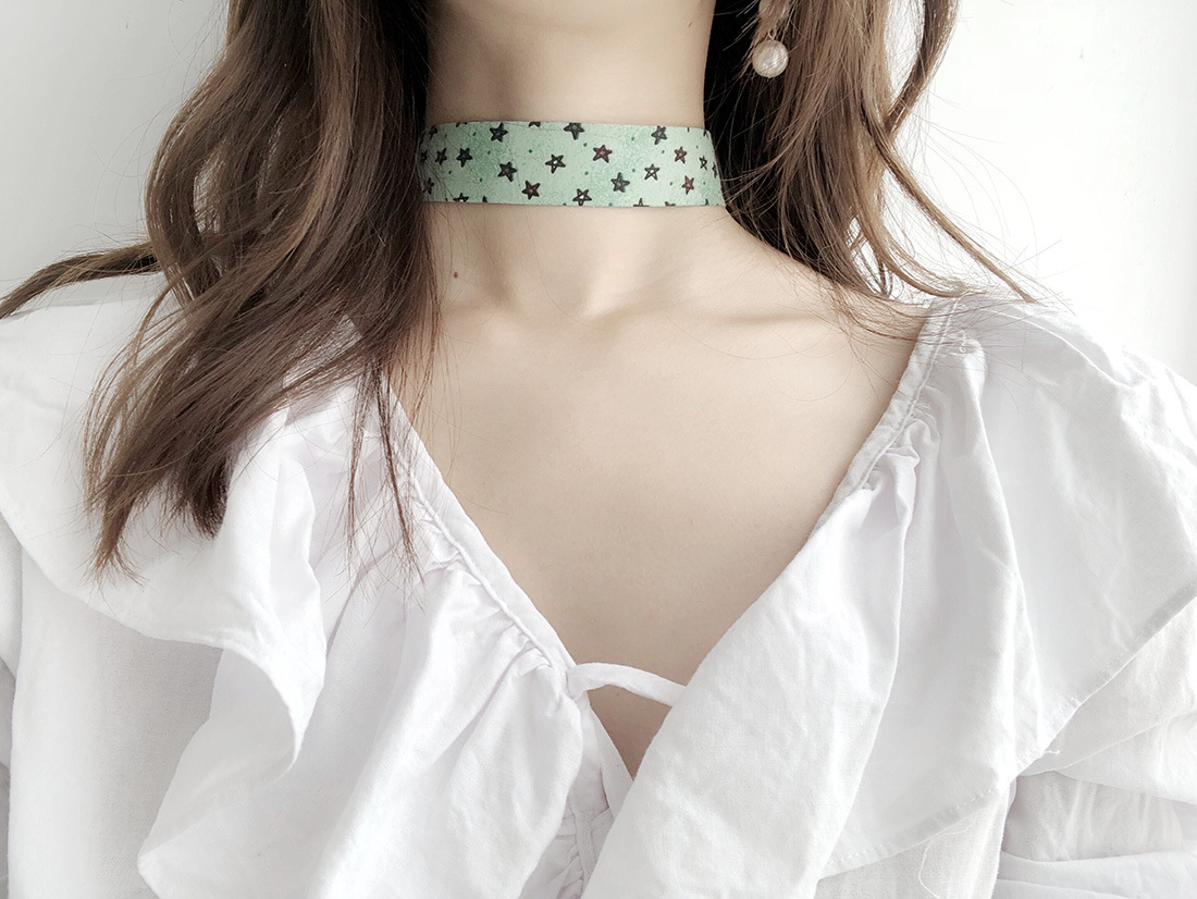 韩版五角星系带锁骨链 气质缎带颈带项圈女choker脖子饰品女