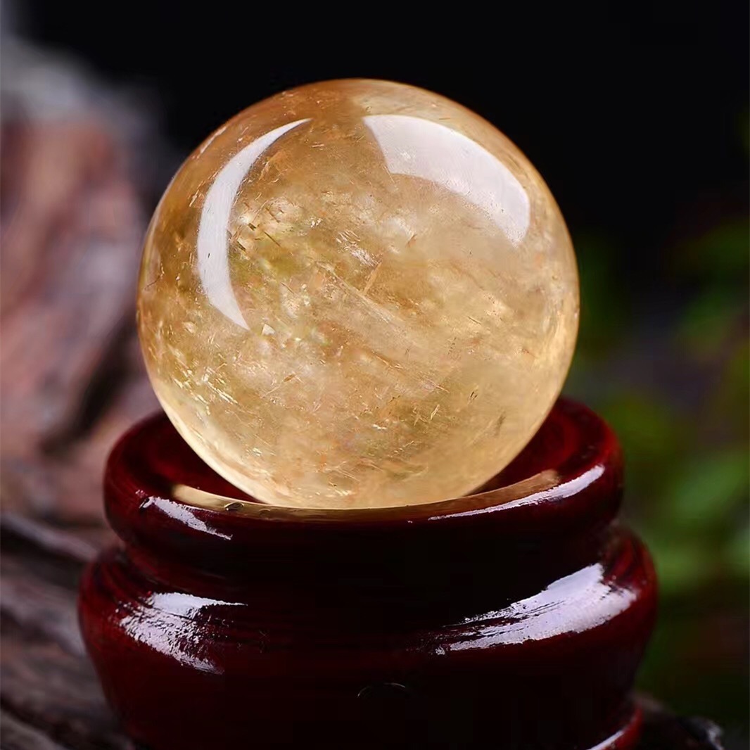 天然冰洲石方解石圆球家居办公风水摆件批发 黄球摆件批发
