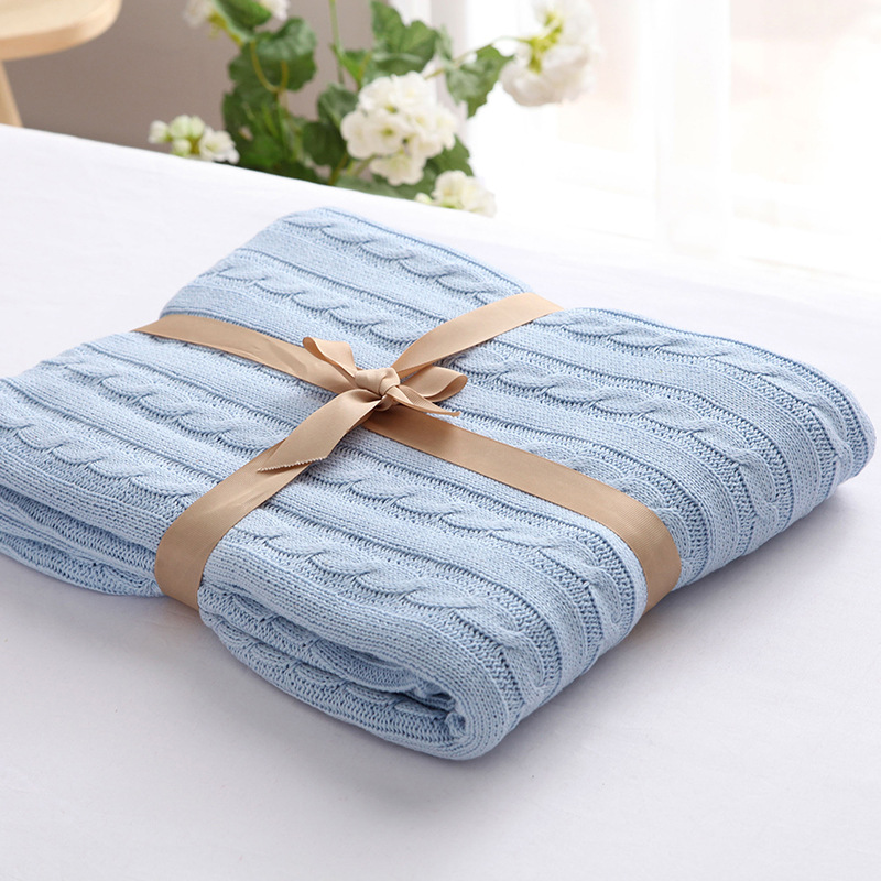 小麻花全棉针织毯 毛线毯子 空调被沙发盖毯 婴儿棉线毯