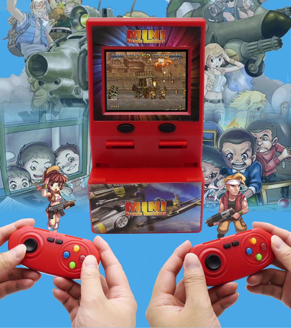 无线摇杆街机游戏机 迷你掌上街机双人游戏机 怀旧100合一游戏机