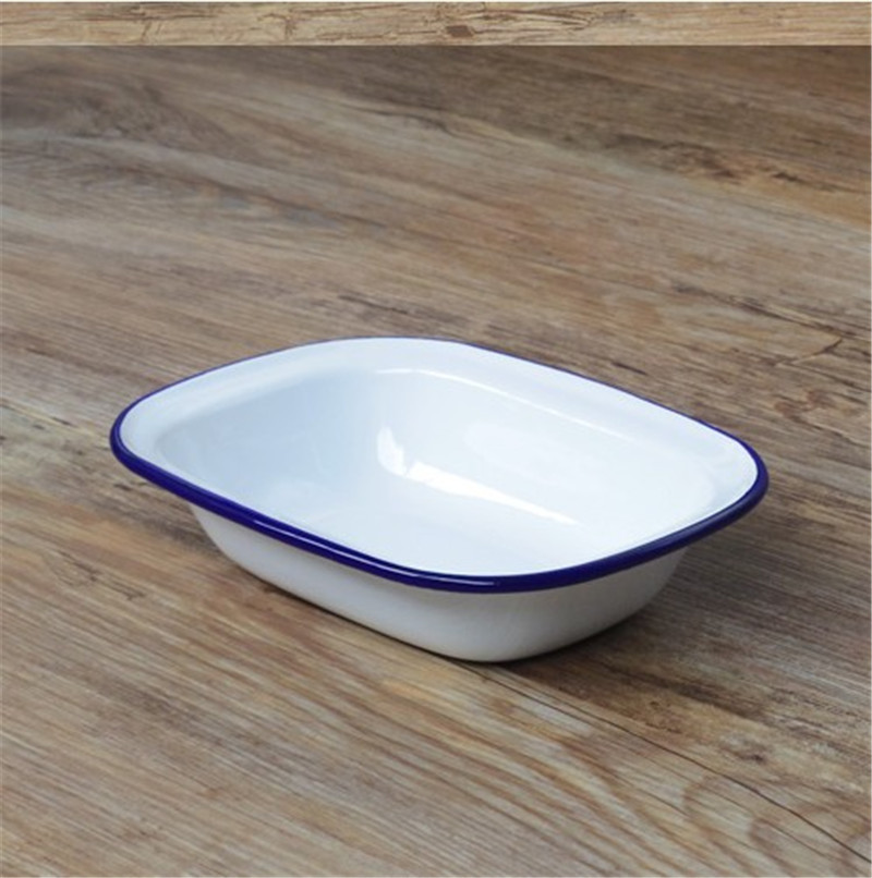 正品现货 出口英国 珐琅 搪瓷派盘烤盘 烤焗盘16cm白色蓝边