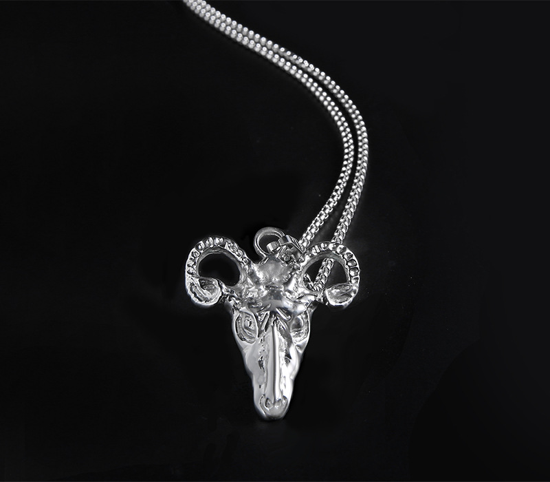 欧美维京饰品钛钢生肖吊坠羊头项链男女本命年好运不锈钢饰品批发