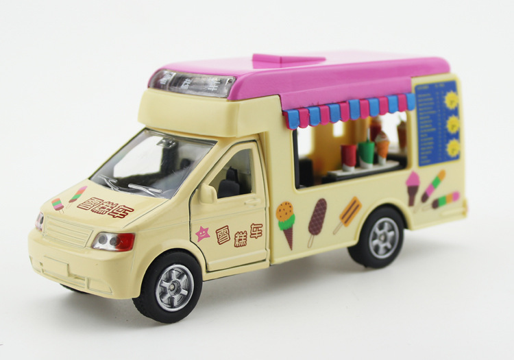 儿特爱仿真雪糕车冰淇淋车快餐车儿童玩具车模合金车回力车玩具