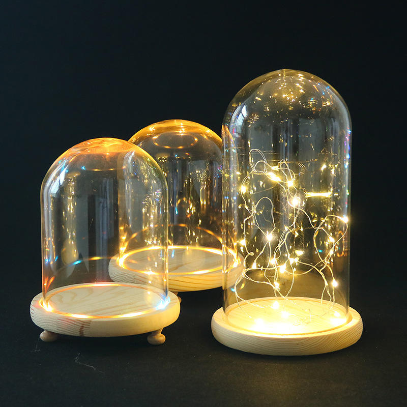 厂家直供 透明玻璃罩 吹制保鲜花罩 微景观生态玻璃罩 创意底座