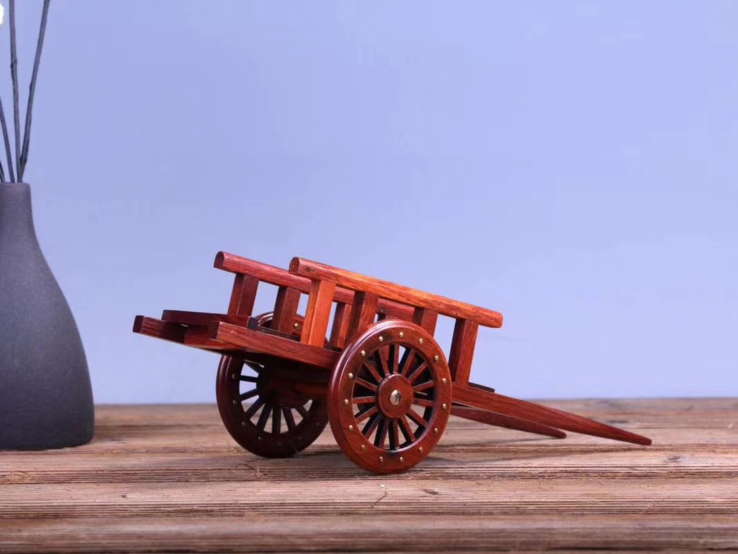 缅甸花梨推平板车模型实木雕刻摆件红木迷你工艺礼品