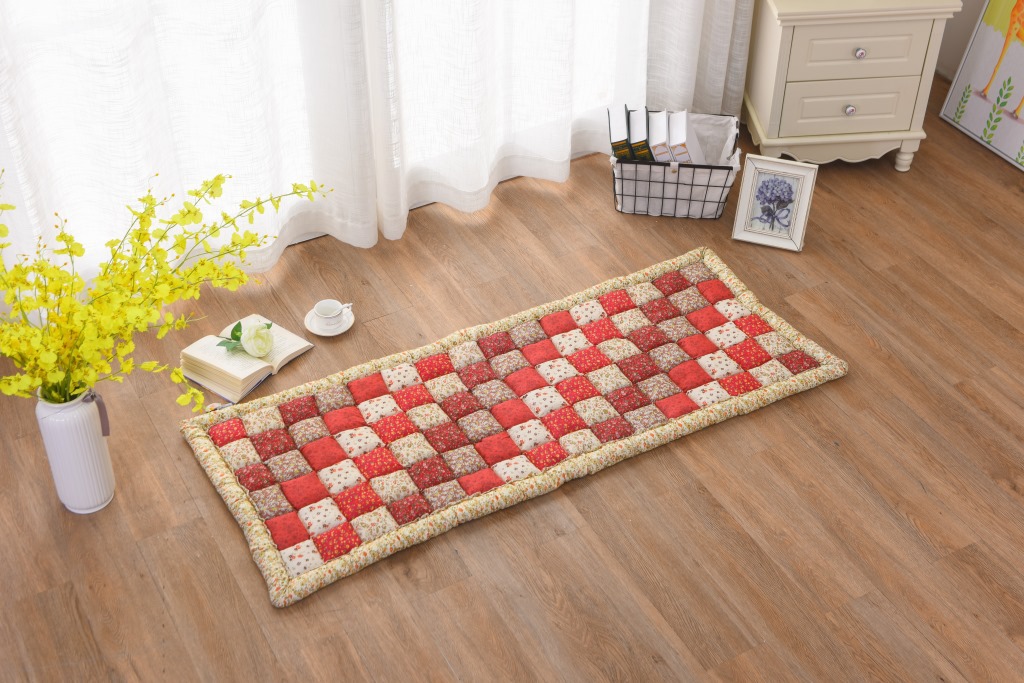 韩国加厚纯棉田园拼布家用地毯卧室满铺床边儿童爬行垫榻榻米地垫