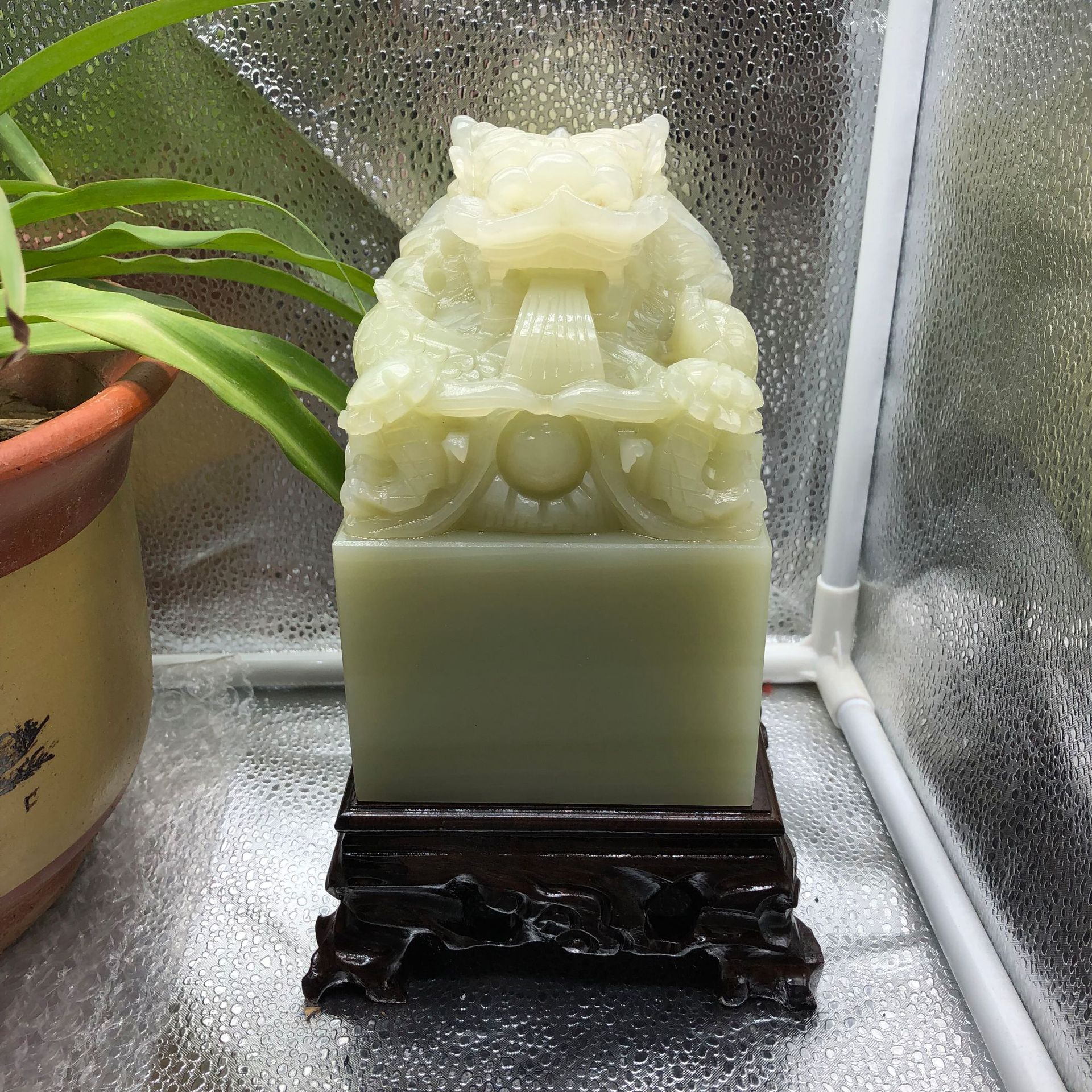 源头厂家玉石阿富汗老料青白玉盘龙玉玺摆件铭文刻章玉玺篆刻