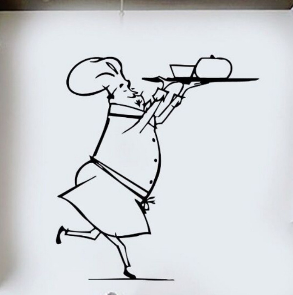 厨师端盘子 一代精雕可移除个性墙贴客厅沙发背景定制a1104 a9523