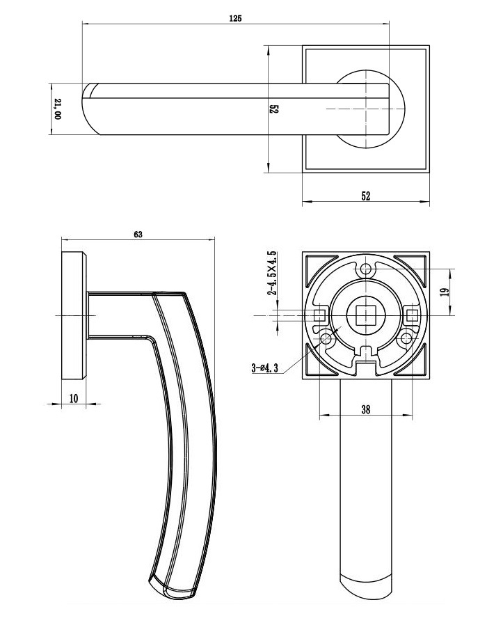 【fz13-119】高档铝合金/锌合金方形门把手 分体锁 防盗门
