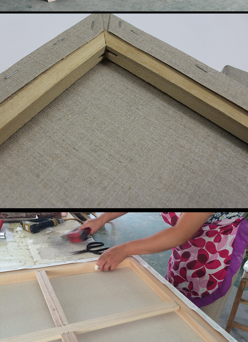 品质保证批发定做纯棉油画框60*70油画布框黑色亚麻成品油画内框