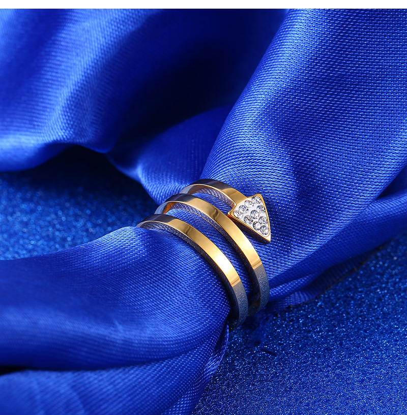 射手座镶钻箭头开口戒指钛钢弓箭指环清新灵动闺蜜礼物不锈钢手饰