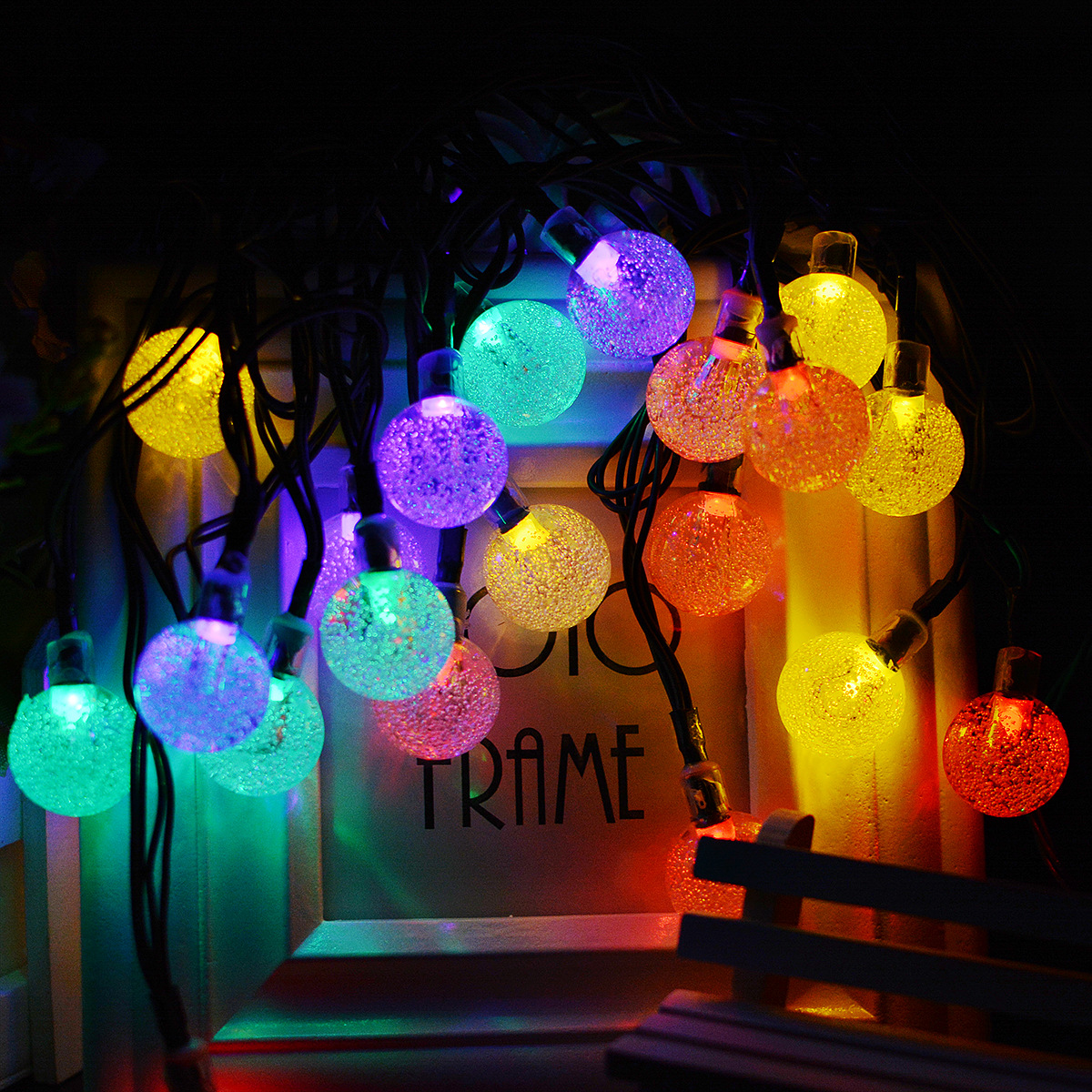 外贸灯串 6aa电池盒30灯气泡球造型 花园草坪庭院节日圣诞节装饰