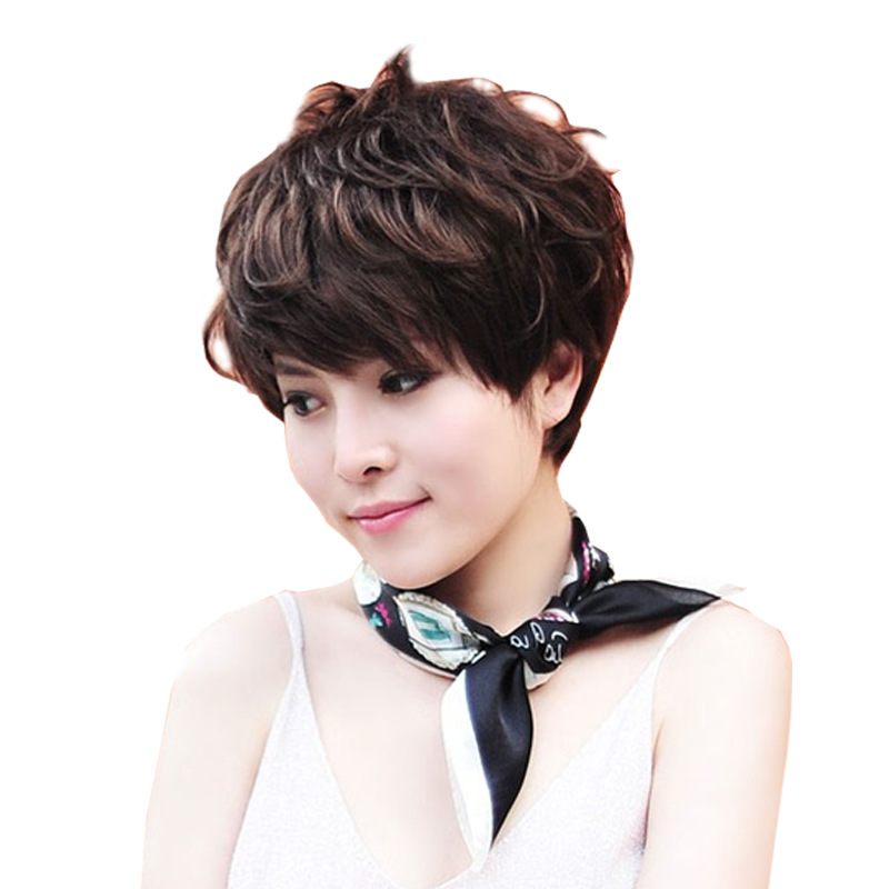 新款个性假发短卷发 蓬松修脸假头套化纤高温丝发型厂家批发wish