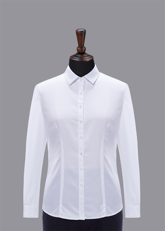女士长袖白色纯棉衬衫成衣免烫工艺ol工作服职业装工厂现货-阿里巴巴