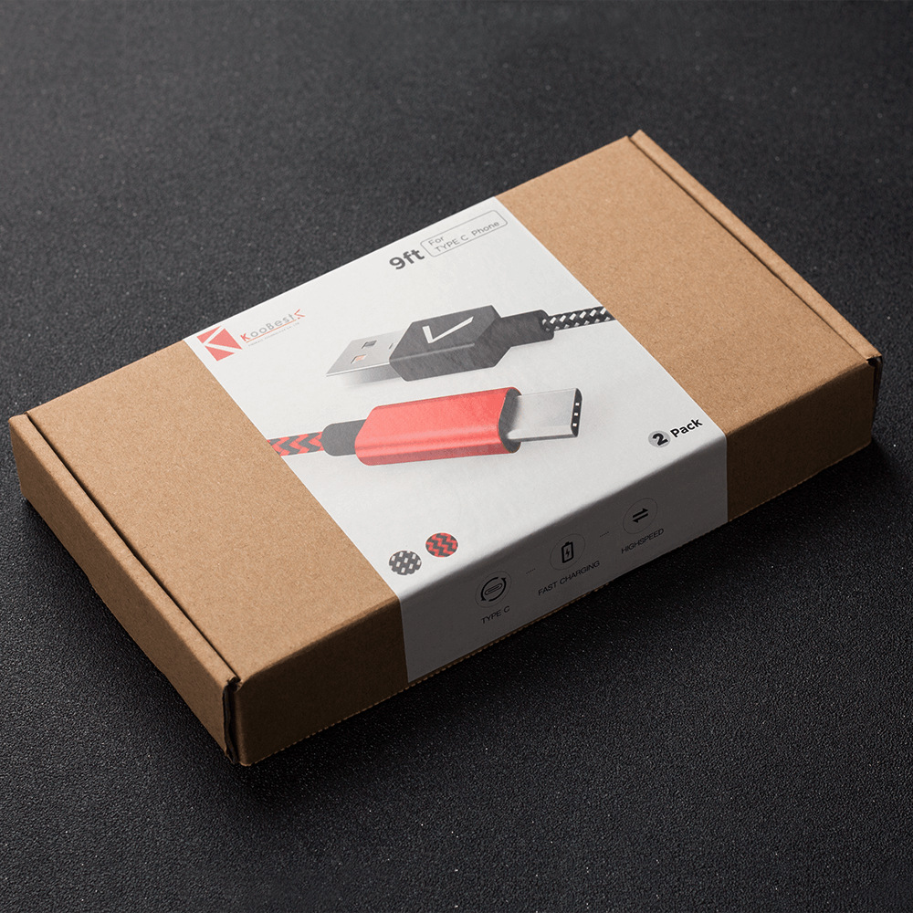 厂家供货3米type-c数据线 新款加长快速充电线2条盒装快充数据线