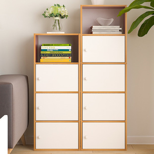 书柜带门简约现代自由组合储物柜简易书架经济型家具置物柜