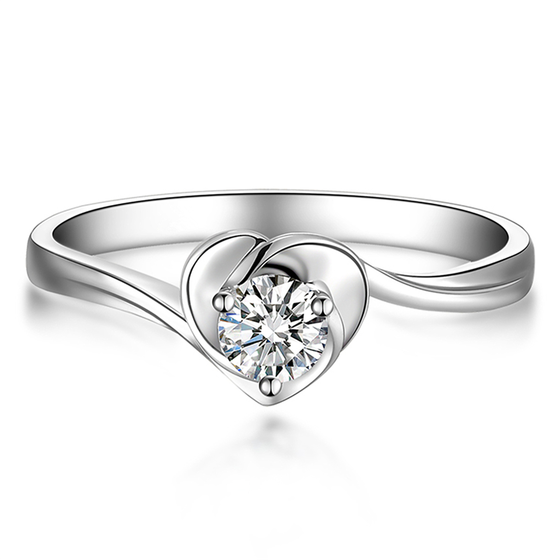 韩版爱心钻戒女正品新款镀18k金心形钻戒求婚对戒结结婚钻石戒指