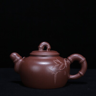 老紫砂老壶全手工原矿紫砂回流壶 名家 何道洪紫泥竹节壶