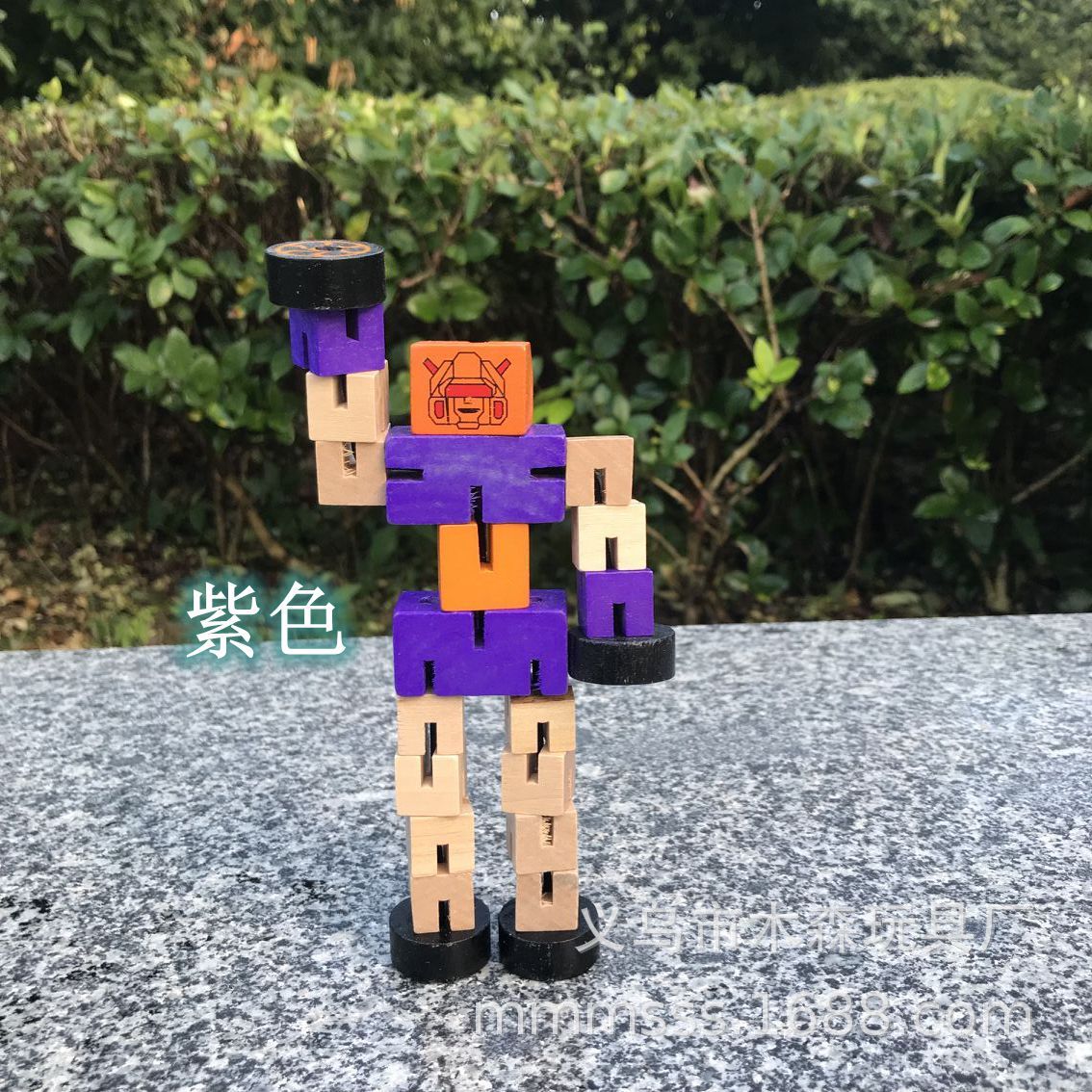 木质彩色百变机器人玩具模型 变形木头人益智木头变身手玩汽车人