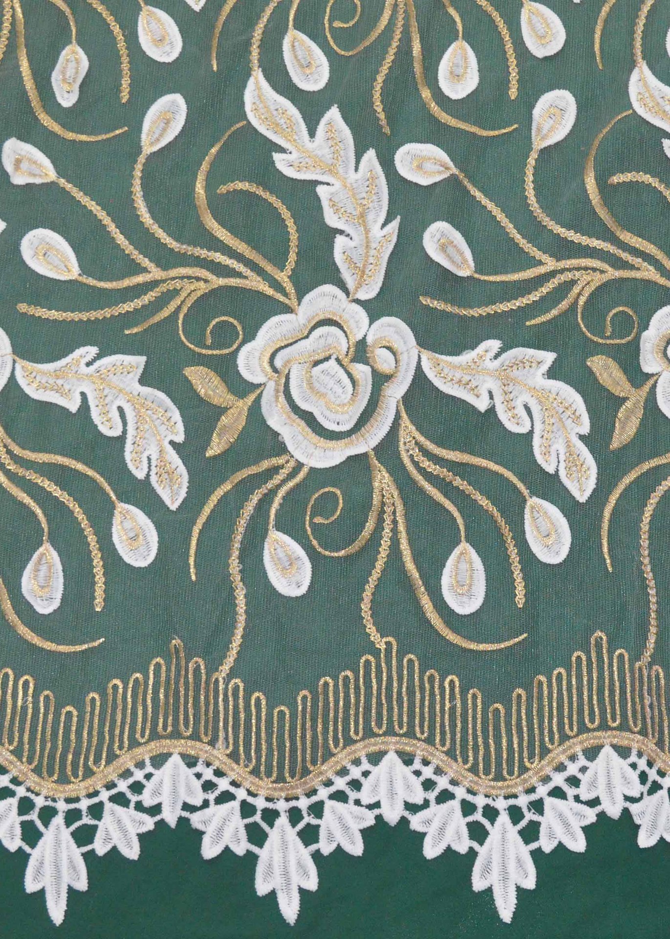 高品质双色金丝线网布满幅刺绣花边 水溶花边 蕾丝花边 服装辅料