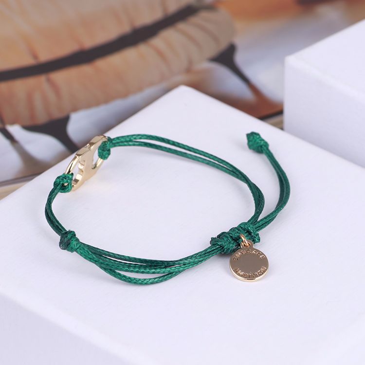 欧美饰品批发彩色编织绳简约logo镀金双子座多色手绳手链一件代发