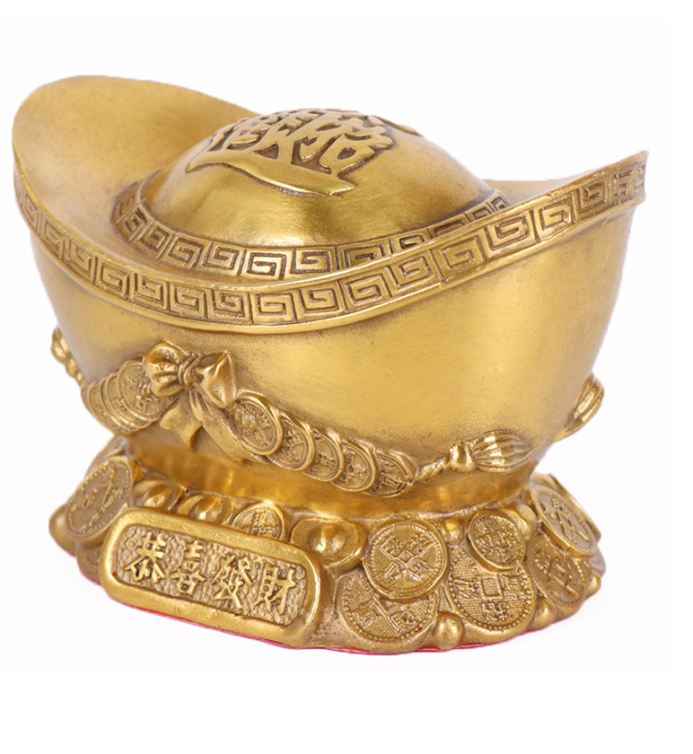 杨铜记 纯铜金元宝摆件招财元宝风水家居工艺品工艺品摆设 家居装