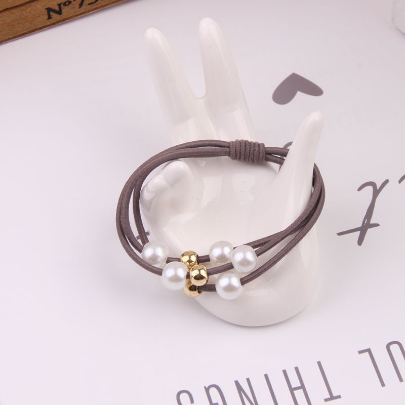 Korean Style Three-in-One Pearl Knotted Hair Ring High Elastic Handmade Knotted Hair Ring Hair Rubber Band Hair Rope Wholesale
