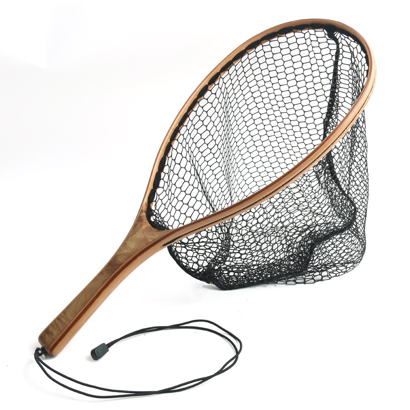 新品木柄尼龙编织抄网 带量尺小网眼 渔具配件飞蝇钓手捞网