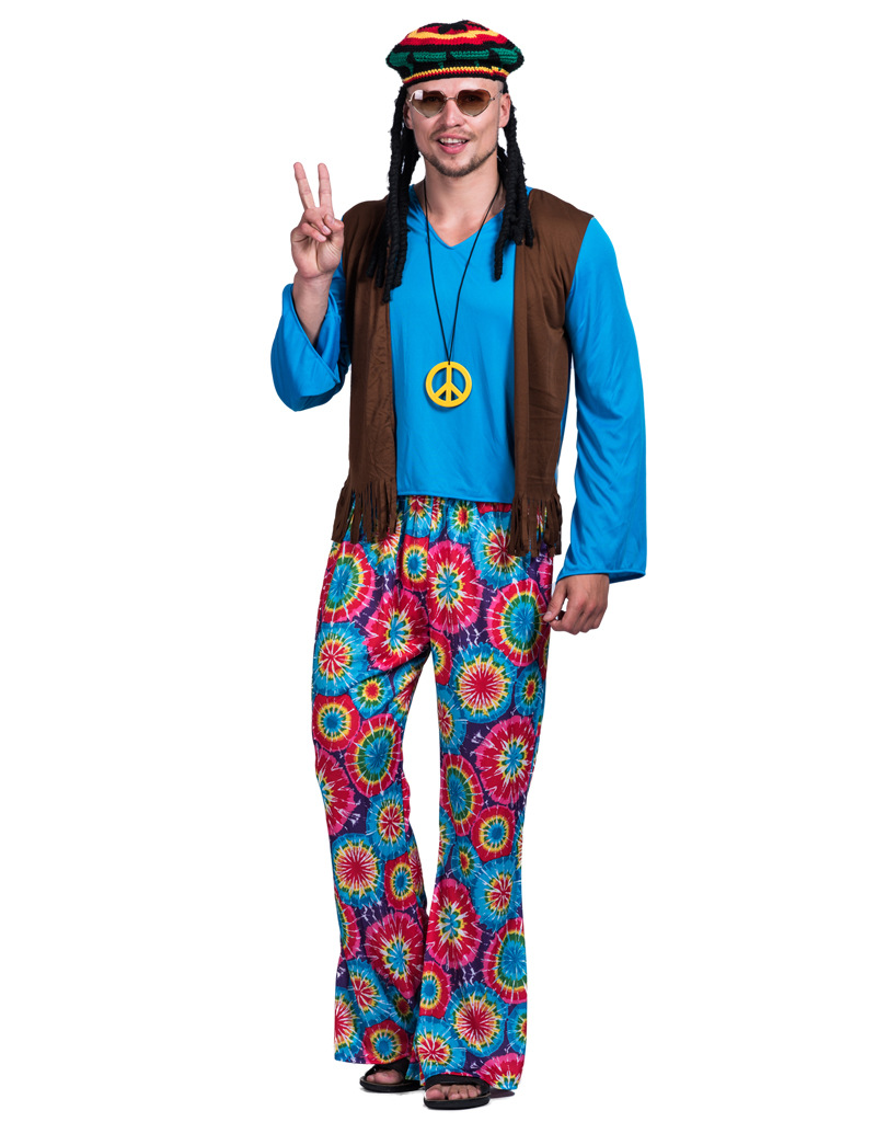 In Stock Halloween New Trend Men's Clothing Hippie Peace Lovers Role Play Halloween Costume