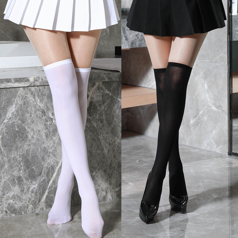 日系cos防滑过膝袜长筒袜白色黑色学生长袜中高筒袜天鹅绒加长
