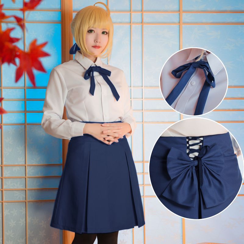 新款fatestaynight命运之夜saber吾王常服cosplay一件代发学生装