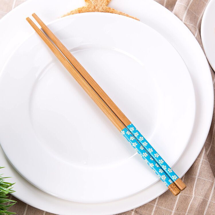 Home Bamboo Chopsticks Restaurant Hot Pot Tableware Kitchen Household Hundred Color Solid Wood Pointed Long Chopsticks Daily Necessities