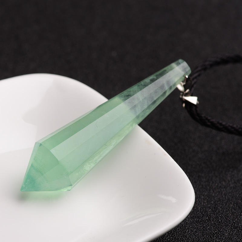 天然萤石灵摆挂坠 修灵原矿彩萤石灵摆师吊坠 蓝紫红绿萤石项坠