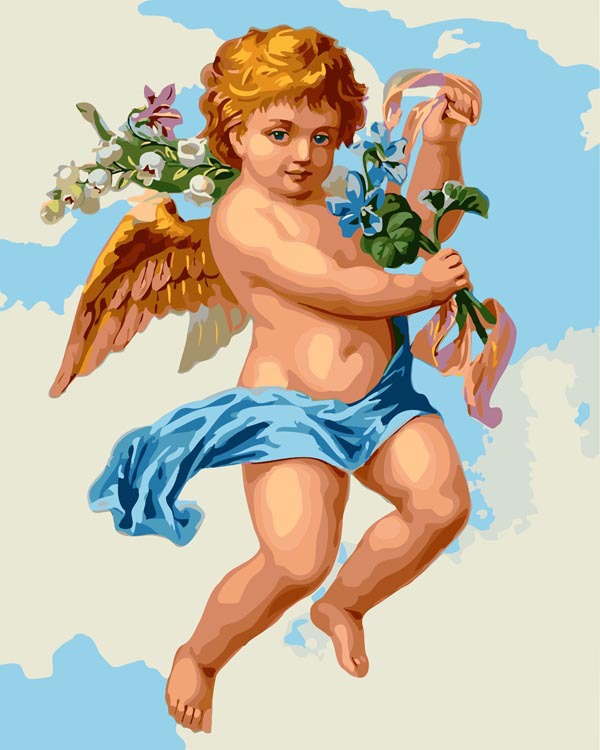 diy数字油画 手绘减压北欧式客厅卧室填色装饰画 爱神丘比特