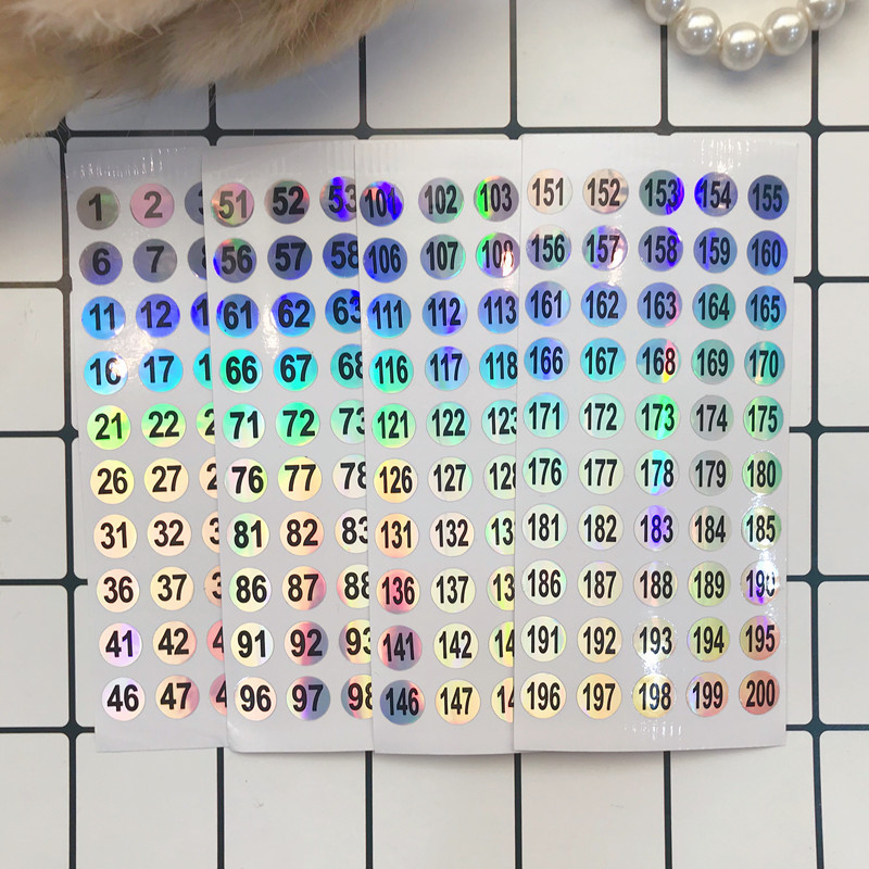 甲油胶色号贴 美甲店用标贴 人气贴纸1到200号码数字编号 镭射