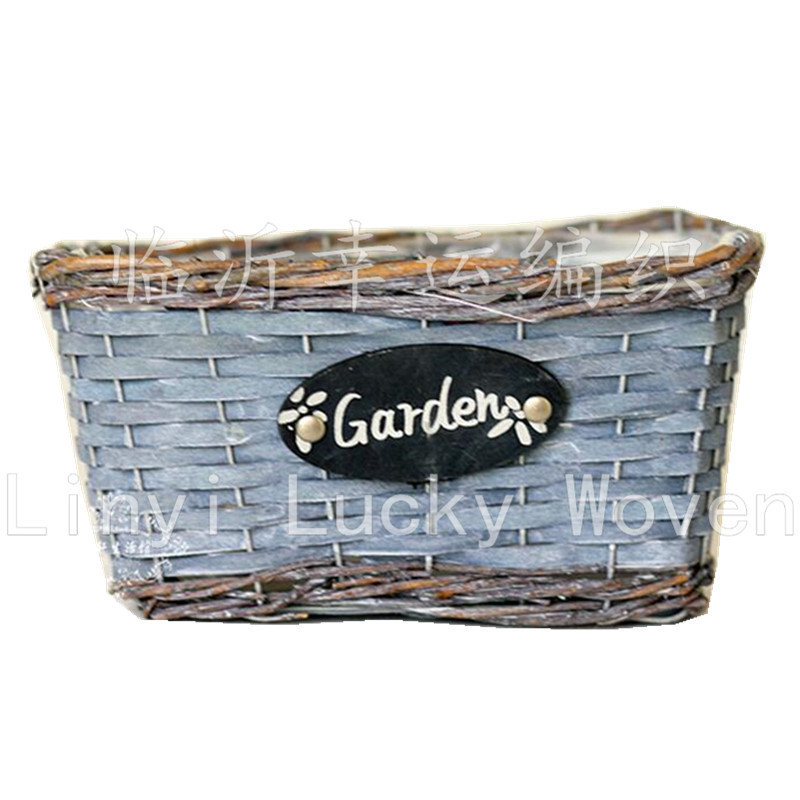 Lucky Woven High-Grade Gardening Wood Basket Wood Piece Flowerpot Wooden Craftwork Basket Gardening Cane Basket