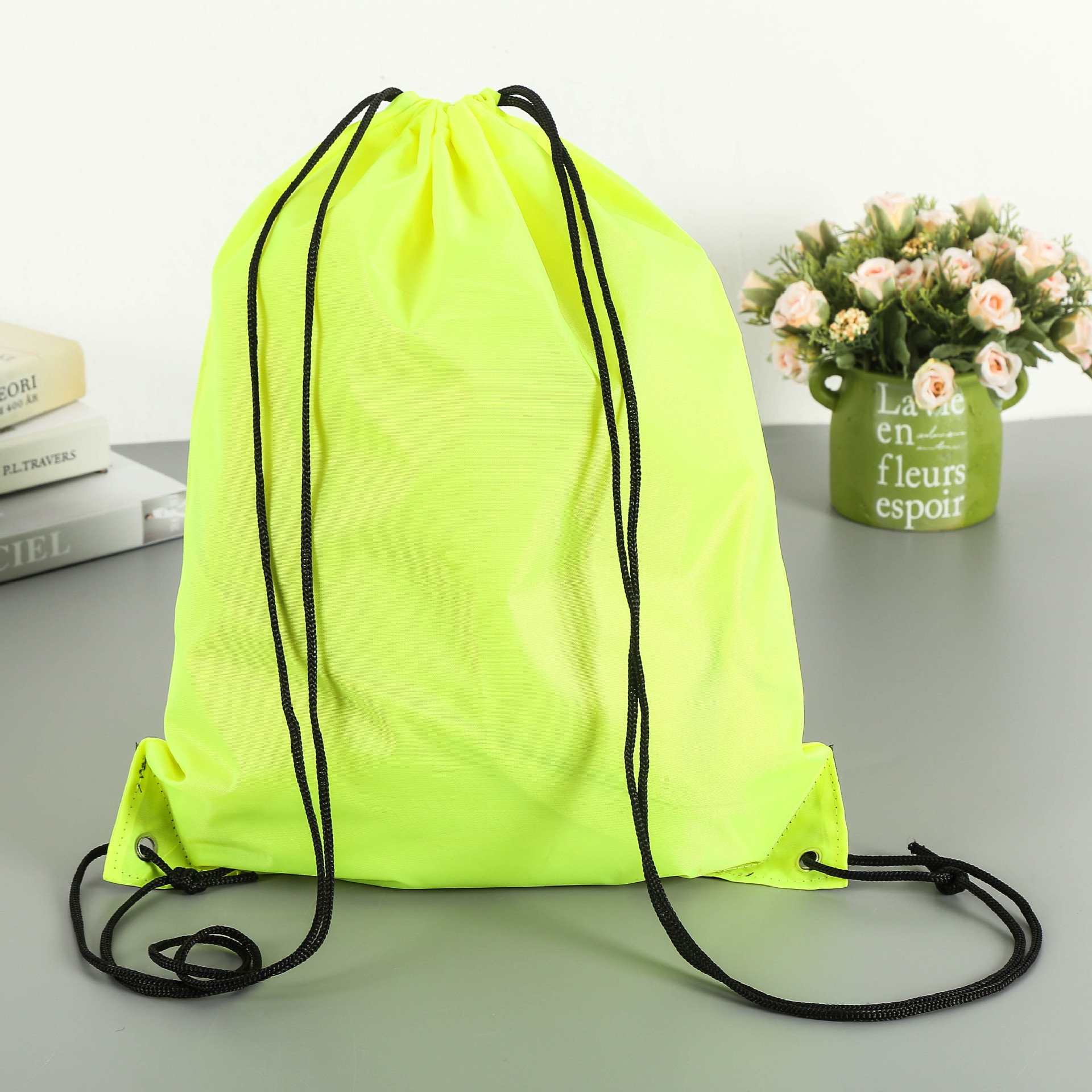 厂家现货210d涤纶束口袋定做抽绳袋学生双肩背包袋定制广告印logo