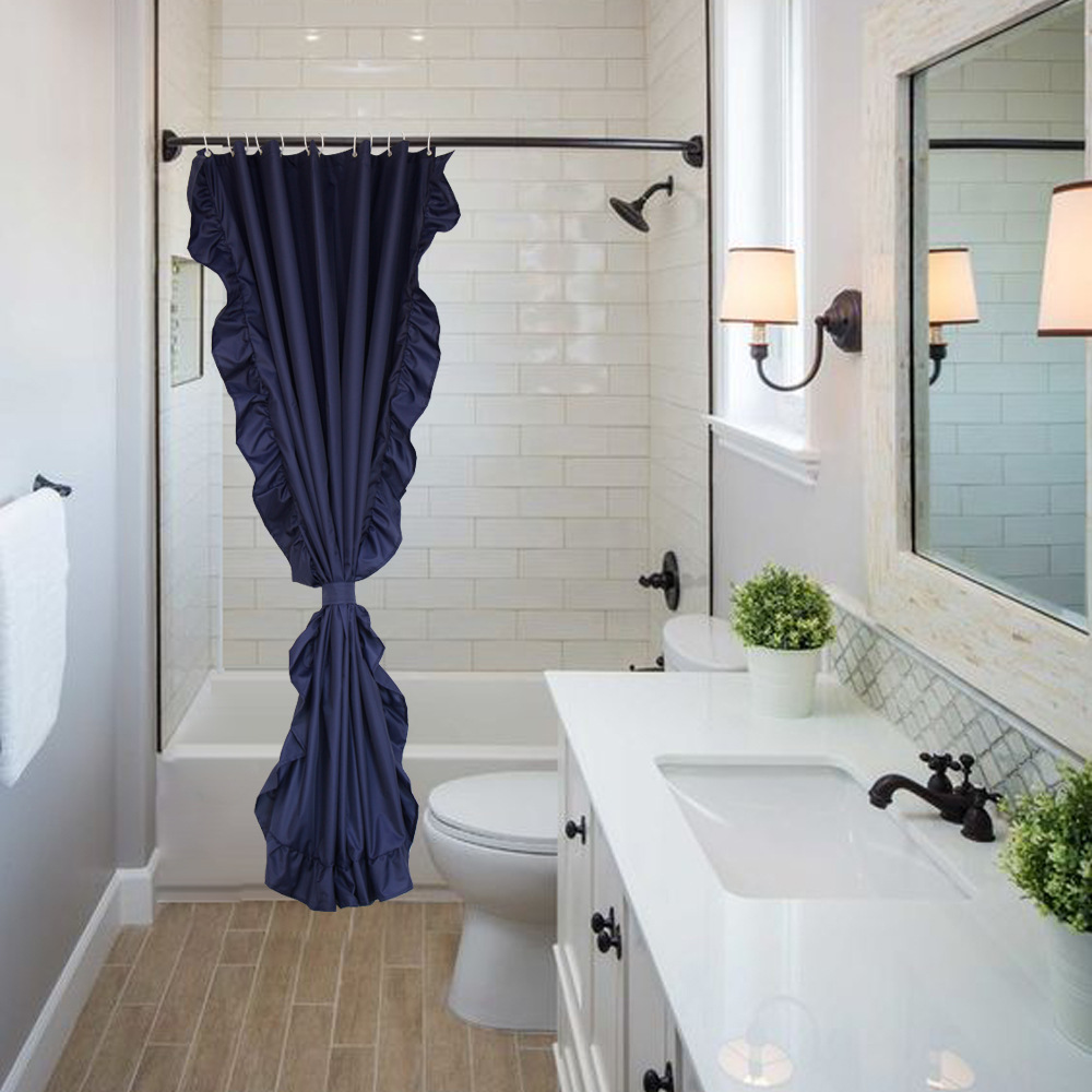 酒店浴帘素色春亚纺防水防霉浴帘卫生间淋浴帘隔断帘布浴帘