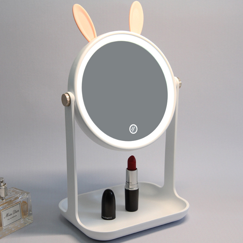 Factory Direct Wholesale Led Smart Adorable Rabbit Adorable Pet Desktop Storage Light Makeup Mirror Rechargeable Makeup Mirror