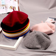 秋冬季新款亲子纯色羊毛呢贝雷帽 儿童画家帽子 韩版宝宝帽子批发