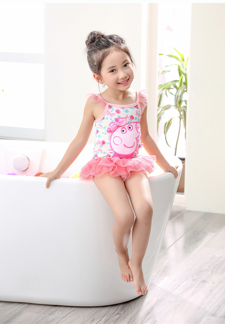 新款儿童泳衣女童韩版连体裙式中小童游泳衣学生泳装可爱温泉泳装