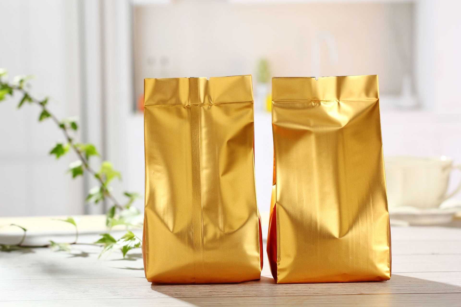 现货哑光金色风琴袋粉末咖啡茶叶中封平口袋真空密封袋食品包装袋