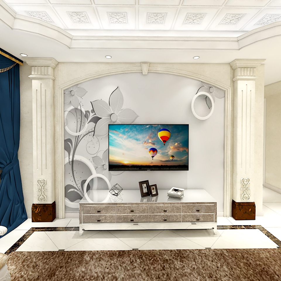 3d瓷砖电视背景墙中式客厅石材电视墙浮雕室内高温烧微晶石定制