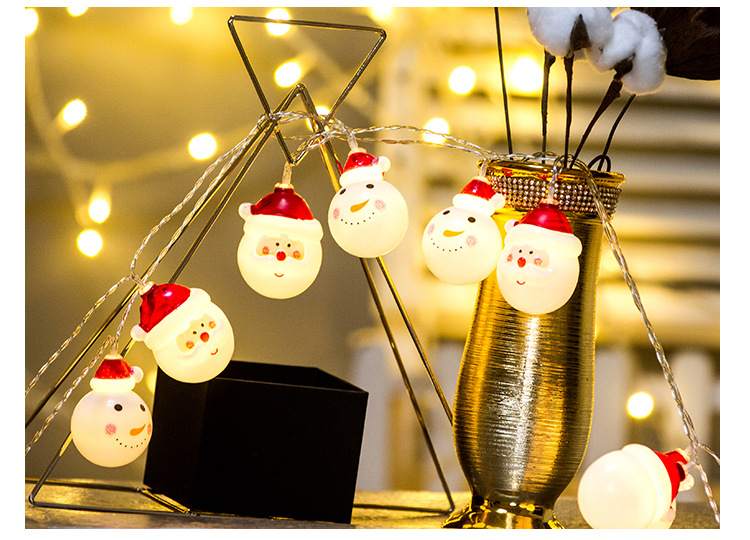 亚马逊跨境雪人圣诞灯led灯串圣诞节装饰灯usb电池盒圣诞老人灯串